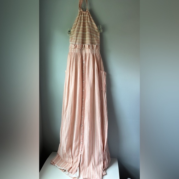 Mara Hoffman Linen Halter Pink Stripe Maxi Dress - Picture 13 of 13